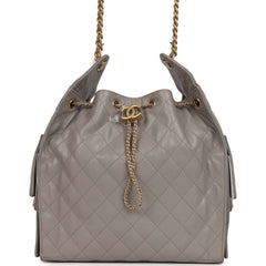 Chanel Medium 25 Hobo Bag Dark Grey Caviar Antique Gold Hardware
