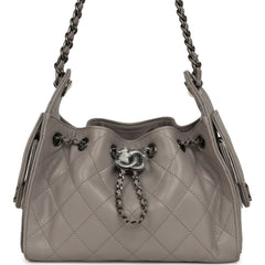 Chanel Mini 25 Hobo Bag Dark Grey Caviar Aged Ruthenium Hardware