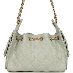 Chanel Mini 25 Hobo Bag Light Green Caviar Antique Gold Hardware
