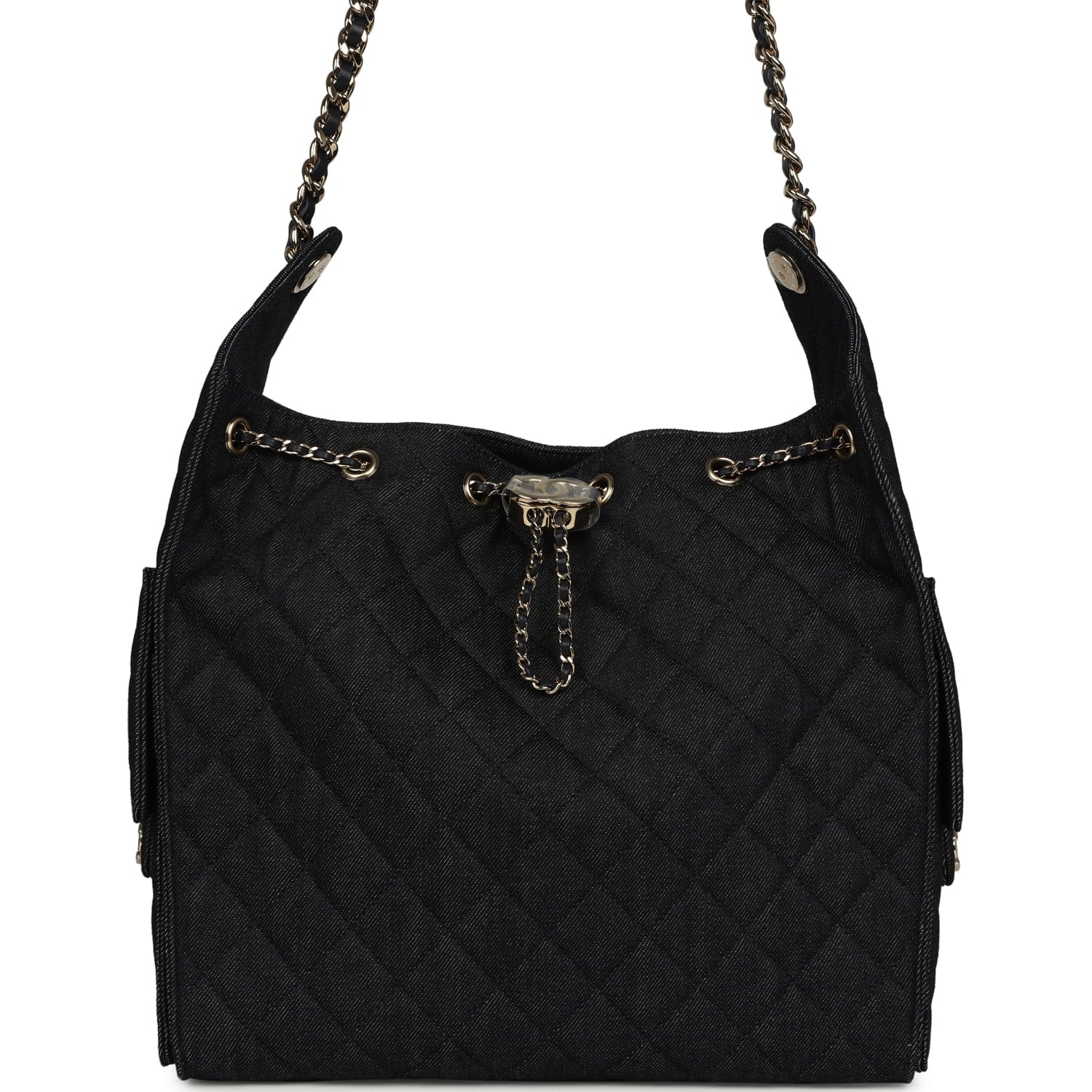 Chanel Medium 25 Hobo Bag Dark Denim Light Gold Hardware