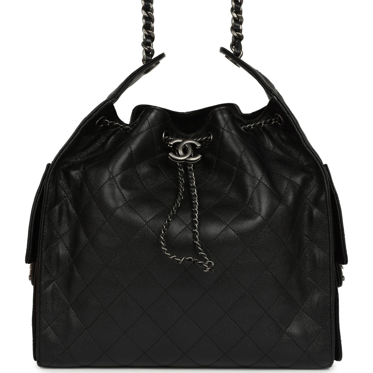 Chanel Medium 25 Hobo Bag Black Caviar Aged Ruthenium Hardware