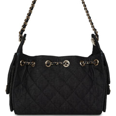 Chanel Mini 25 Hobo Bag Dark Blue Denim Light Gold Hardware