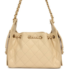 Chanel Mini 25 Hobo Bag Light Beige Caviar Antique Gold Hardware