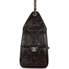 Chanel Small 25 Hobo Bag Dark Brown Shiny Aged Calfskin Silver Hardware