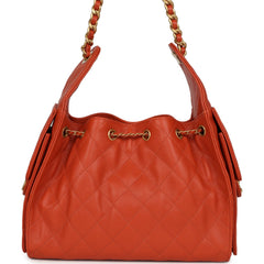 Chanel Small 25 Hobo Bag Dark Orange Caviar Antique Gold Hardware