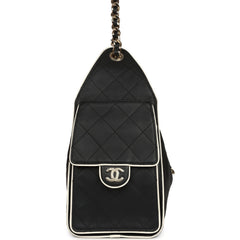 Chanel Small 25 Hobo Bag Black and White Calfskin Light Gold Hardware