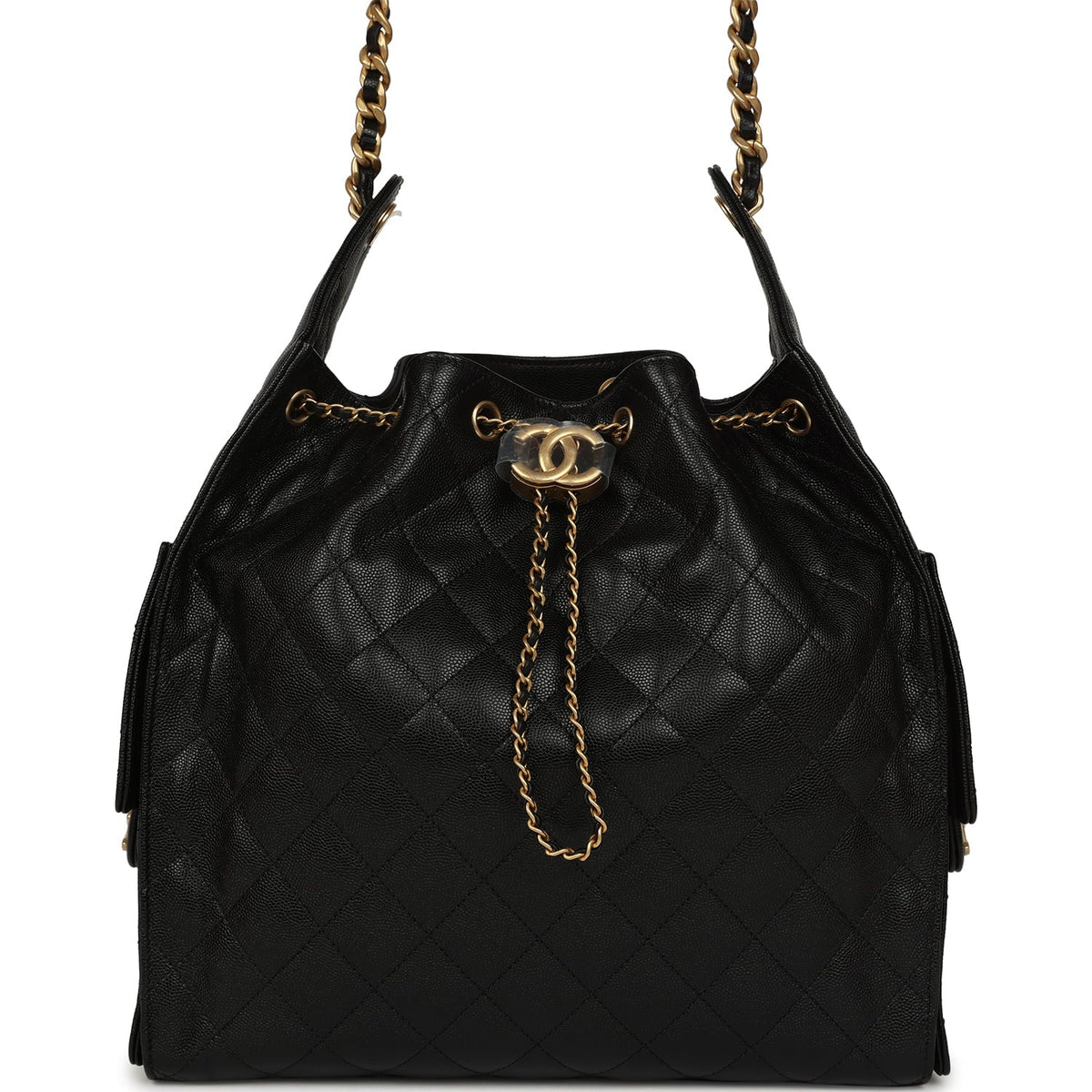 Chanel Medium 25 Hobo Bag Black Caviar Antique Gold Hardware