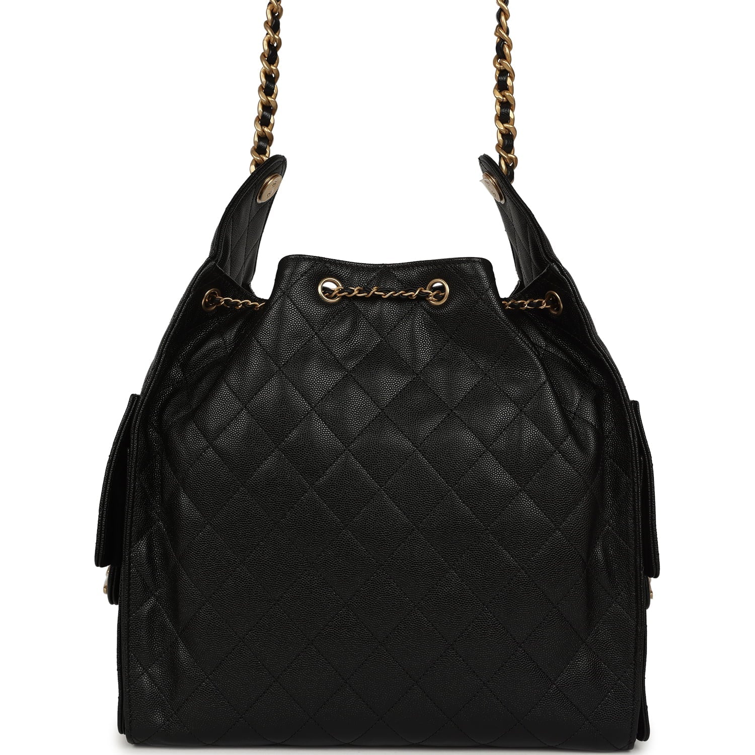 Chanel Medium 25 Hobo Bag Black Caviar Antique Gold Hardware