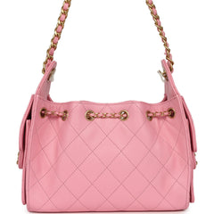 Chanel Mini 25 Hobo Bag Pink Caviar Antique Gold Hardware