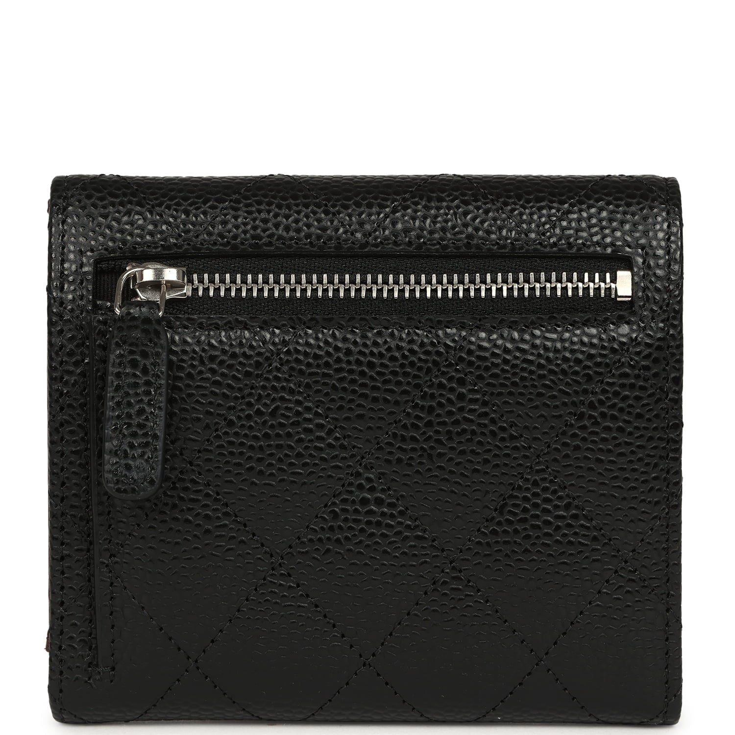 Chanel Small Classic Flap Wallet Black Shiny Caviar Silver Hardware