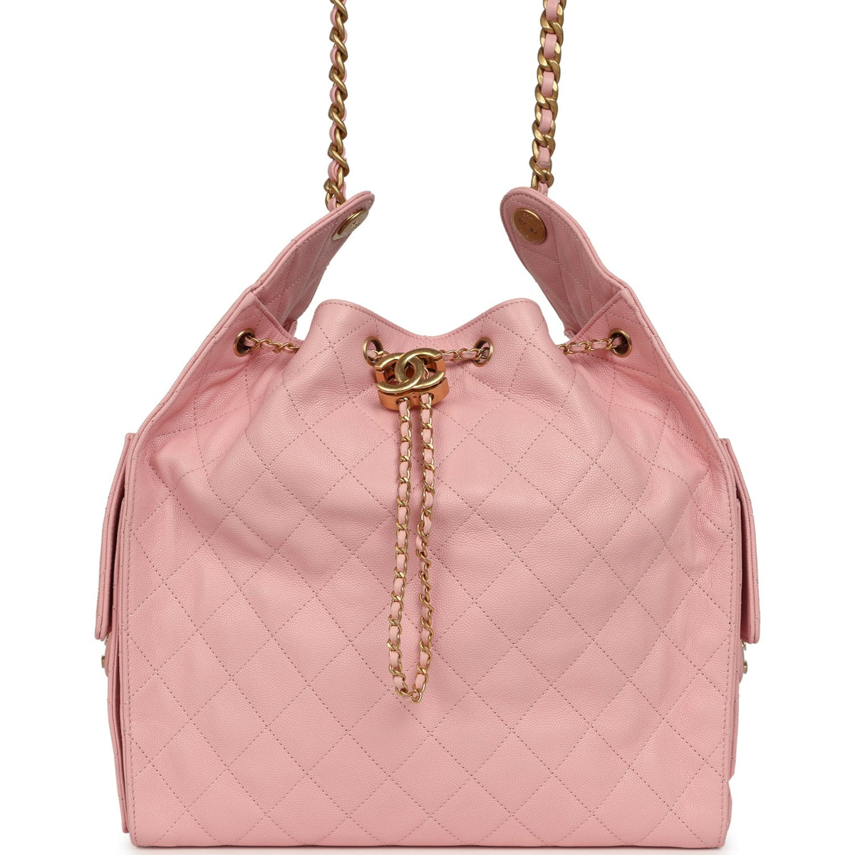 Chanel Medium 25 Hobo Bag Light Pink Caviar Antique Gold Hardware