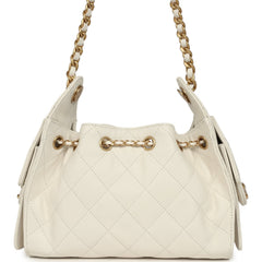 Chanel Mini 25 Hobo Bag White Caviar Antique Gold Hardware