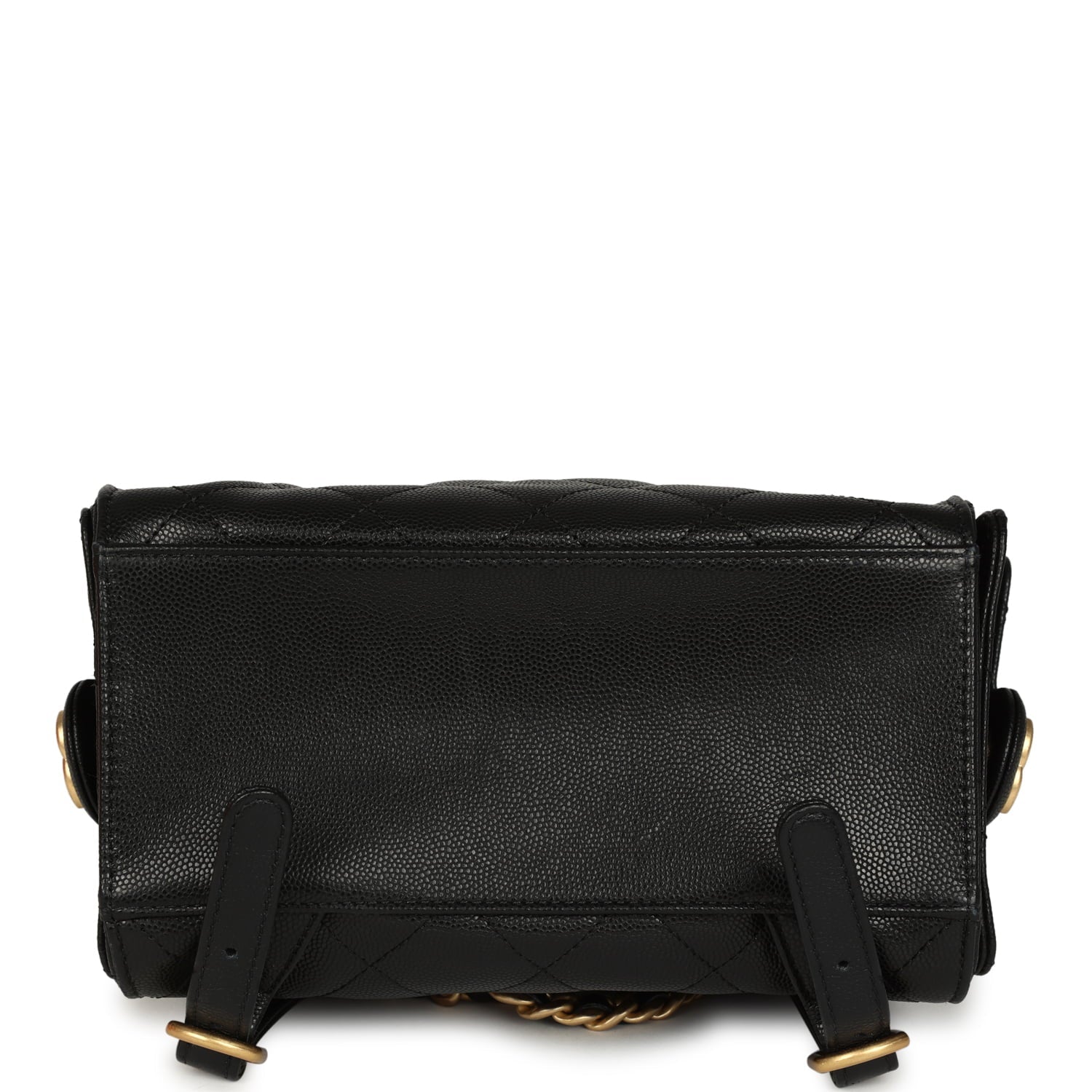 Pre-owned Chanel Small 25 Hobo Backpack Black Caviar Antique Gold Hardware