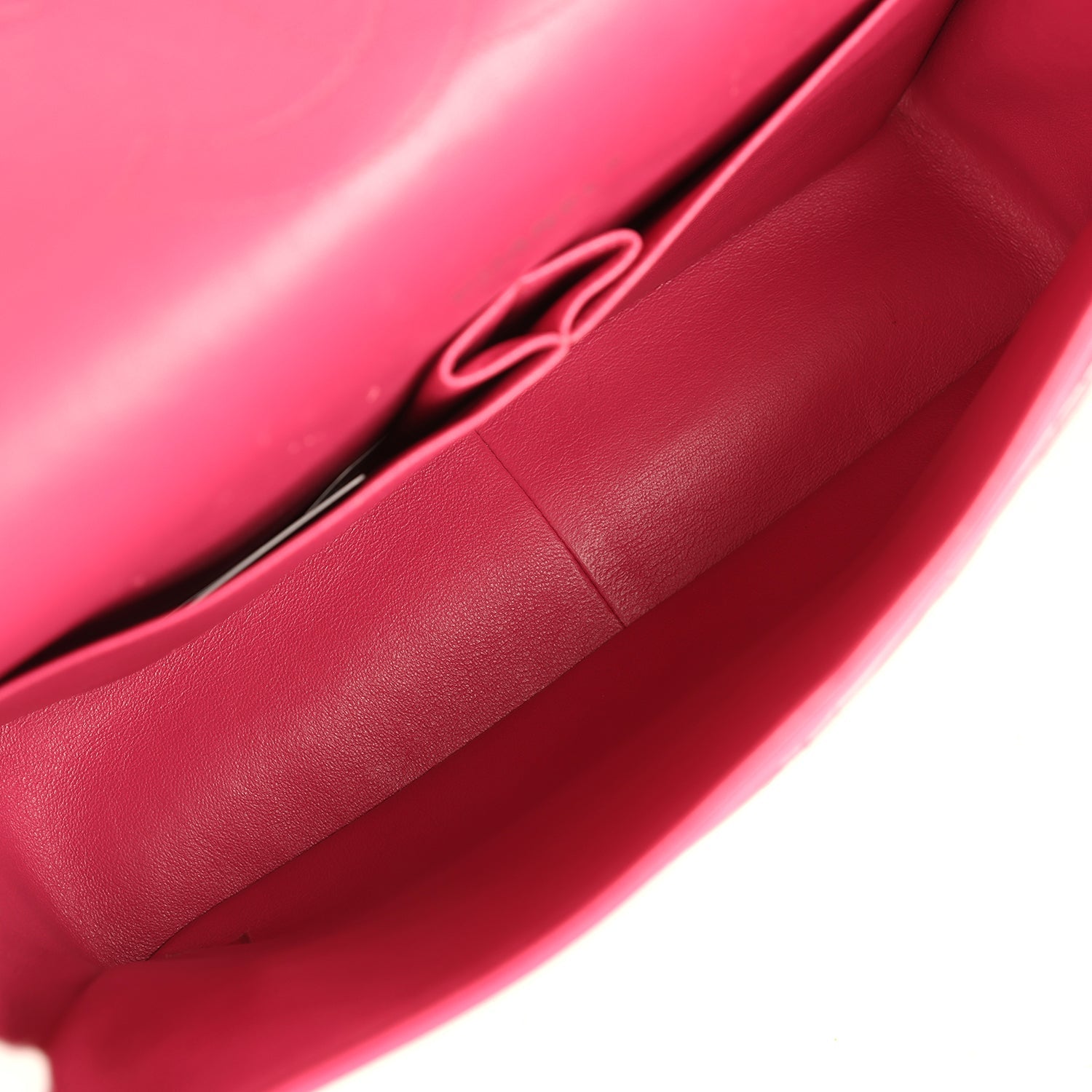 Pre-owned Chanel Maxi Classic Double Flap Bag Dark Pink Patent Silver Hardware