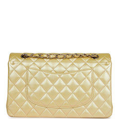 Chanel Medium Classic Double Flap Bag Yellow Iridescent Caviar Light Gold Hardware