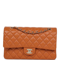 Chanel Medium Classic Double Flap Bag Caramel Shiny Caviar Light Gold Hardware