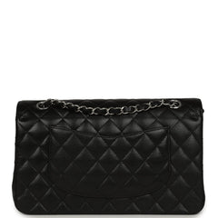 Pre-owned Chanel Medium Classic Double Flap Black Caviar Silver Hardware