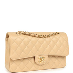 Chanel Medium Classic Double Flap Beige Clair Caviar Gold Hardware