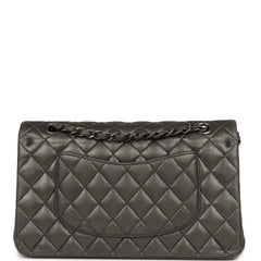 Pre-owned Chanel Medium Classic Double Flap Bag Charcoal Metallic Goatskin Aged Ruthenium Hardware
