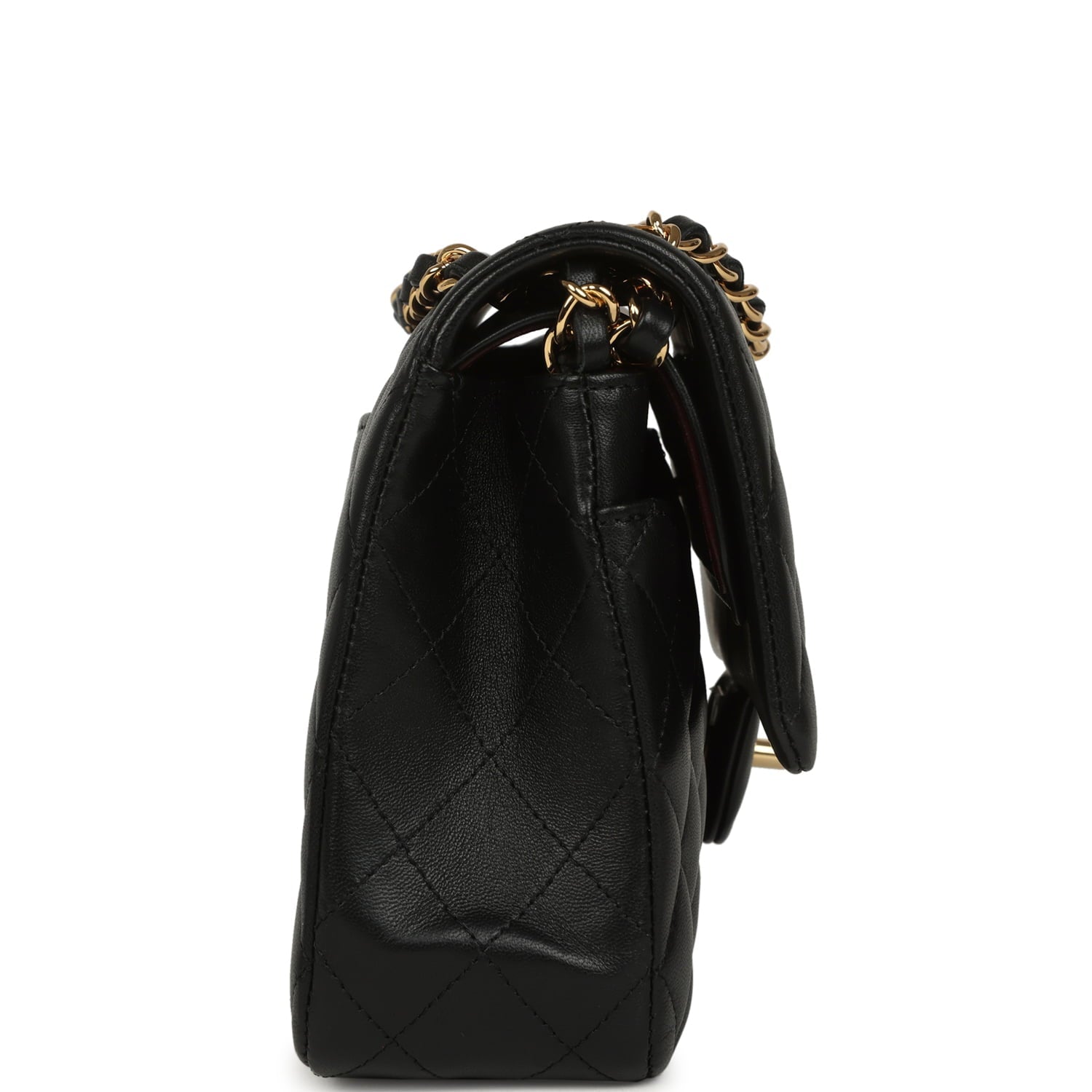 Pre-owned Chanel Medium Classic Double Flap Bag Black Lambskin Gold Hardware