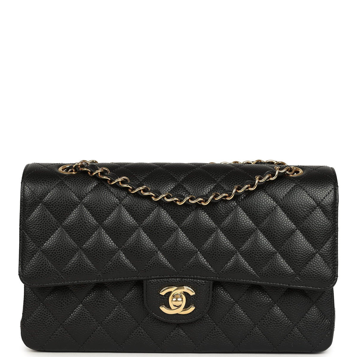 Chanel Medium Classic Double Flap Bag Black Caviar Gold Hardware
