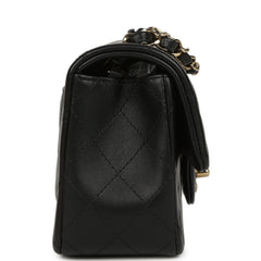 Chanel Mini Classic Rectangular Flap Bag Black Lambskin Light Gold Hardware