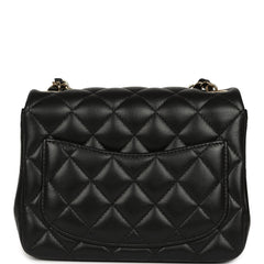 Chanel Mini Classic Square Flap Bag Black Lambskin Light Gold Hardware