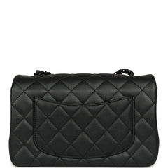 Chanel Mini Classic Rectangular Flap Bag So Black Iridescent Lambskin Black Hardware