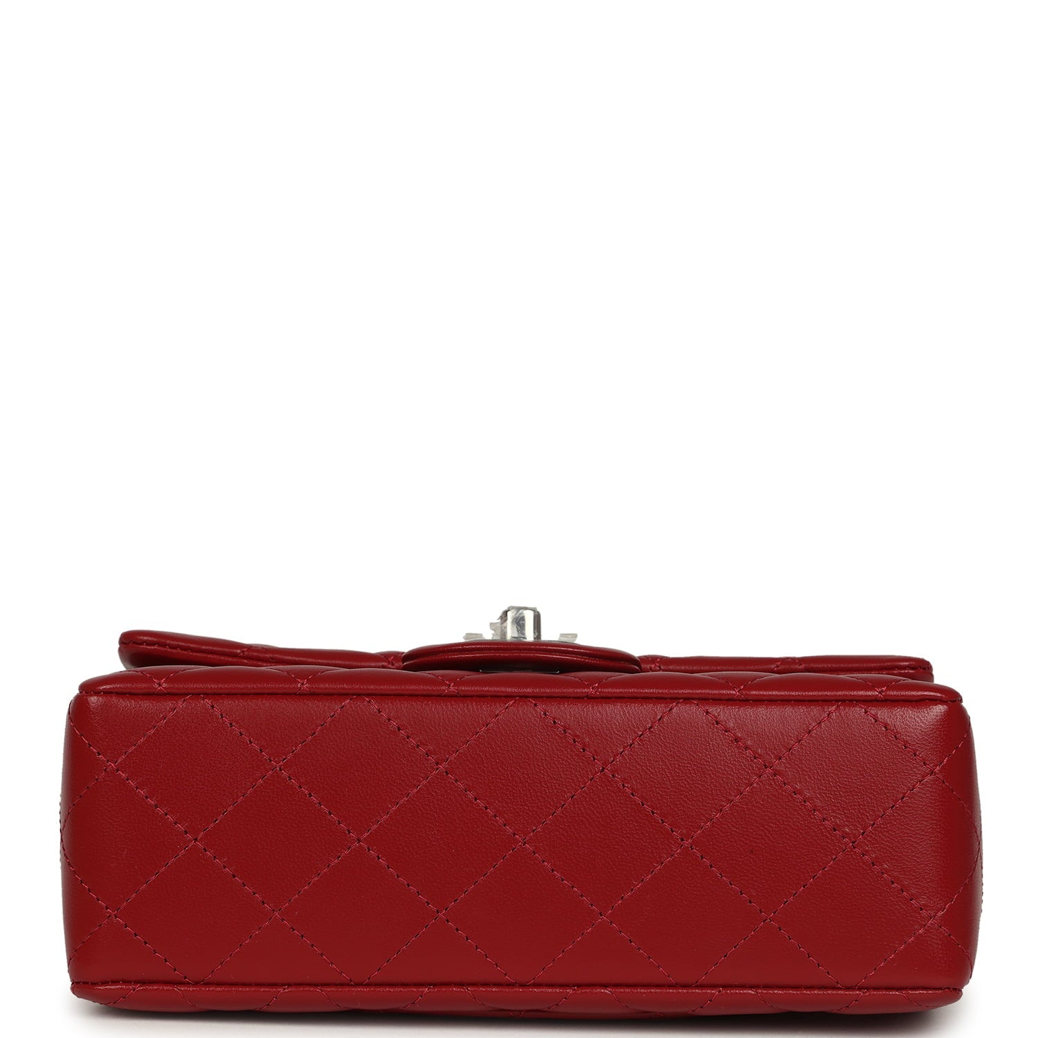 Chanel Mini Classic Rectangular Flap Bag Red Lambskin Silver Hardware