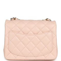 Chanel Mini Classic Square Flap Bag Pink Lambskin Gold Hardware