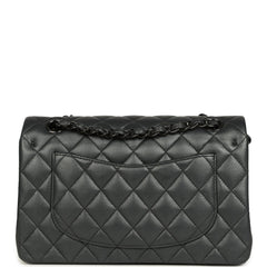Pre-owned Chanel Small Classic Double Flap Bag So Black Iridescent Lambskin Black Hardware