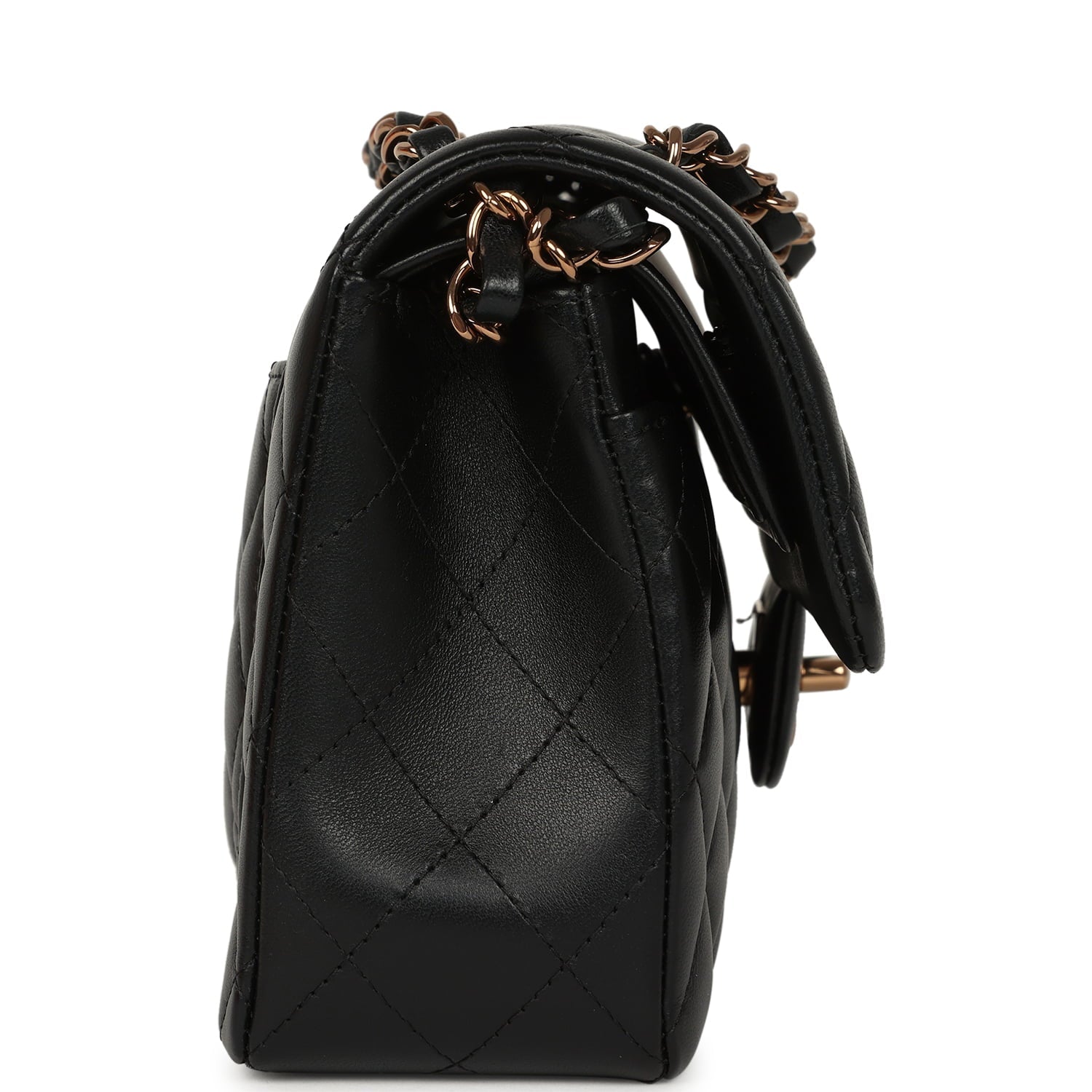 Chanel Small Classic Double Flap Bag Black Lambskin Rose Gold Hardware