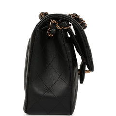 Chanel Small Classic Double Flap Bag Black Lambskin Rose Gold Hardware