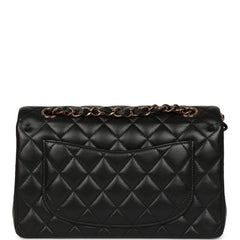 Chanel Small Classic Double Flap Bag Black Lambskin Rose Gold Hardware