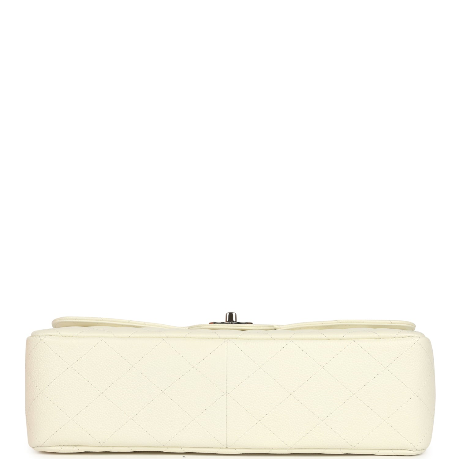 Vintage Chanel Classic Jumbo Single Flap Bag White Caviar Silver Hardware