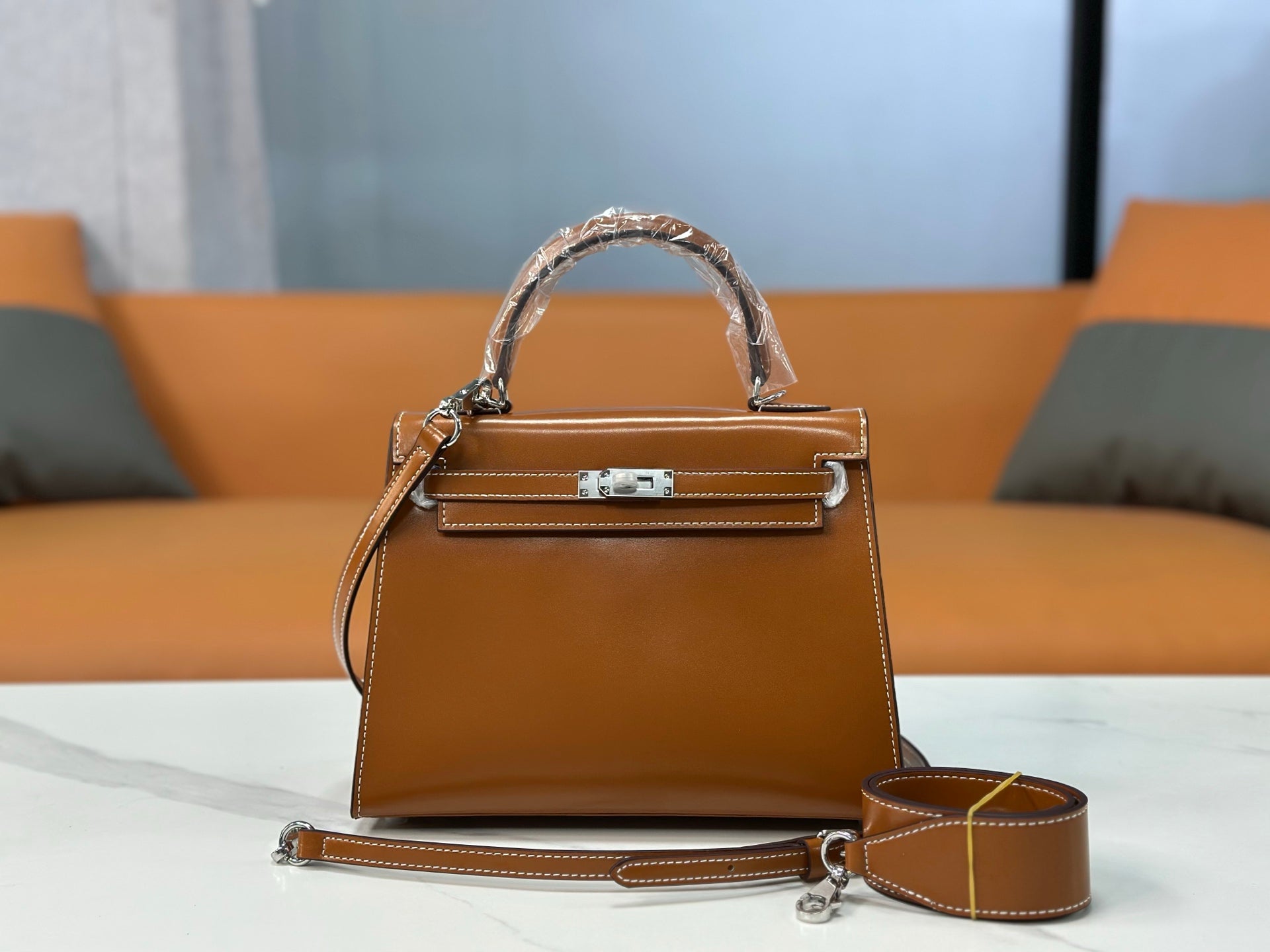 Kelly Sellier 19cm & 22cm & 25cm Gold Box Calf Leather Gold Hardware & Palladium Hardware Women Handbag
