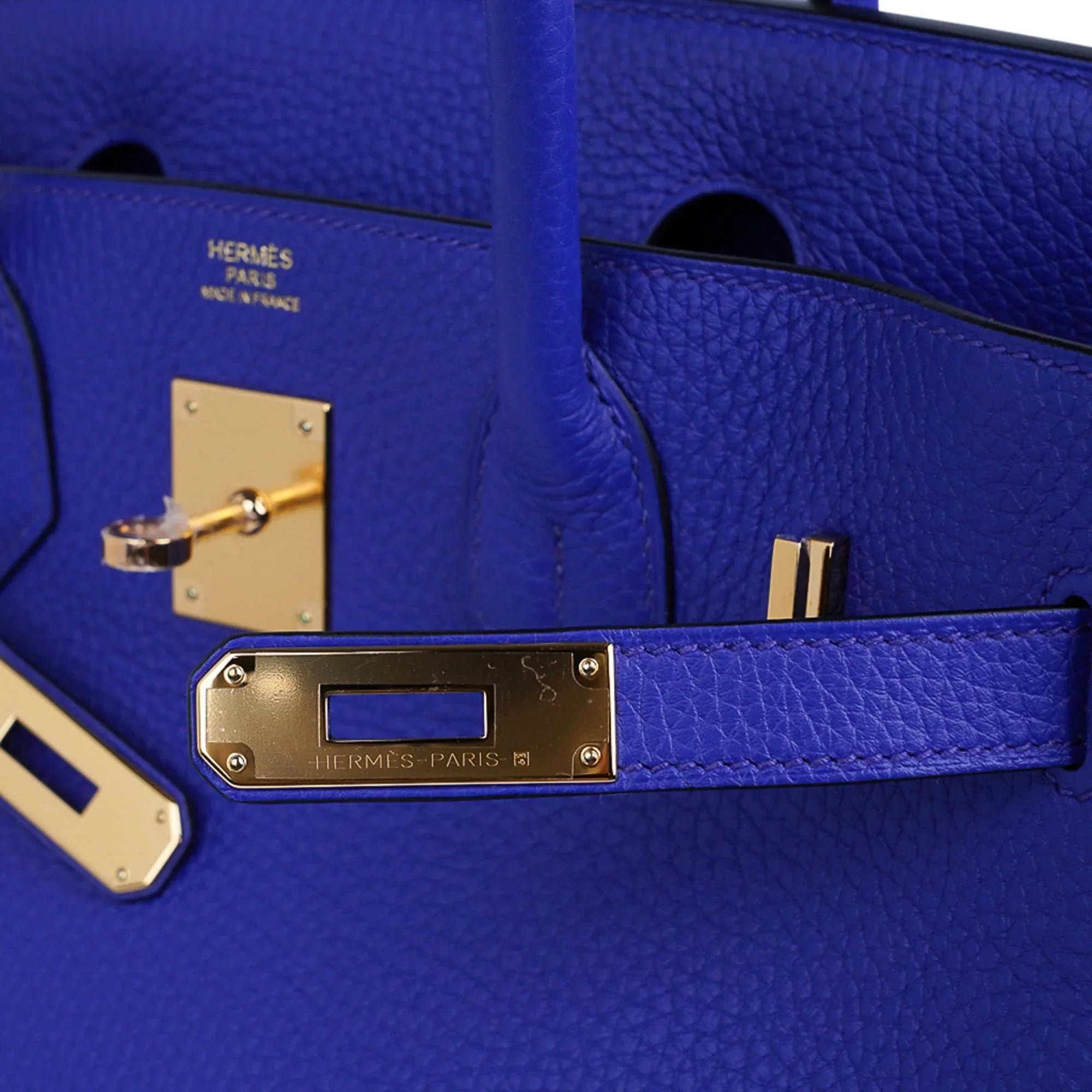 Birkin 30 Bag Blue Electric Clemence Gold Hardware