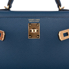 Kelly 20 Mini Sellier Bag Deep Blue Epsom Leather Gold Hardware