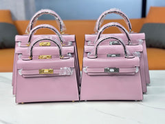 Kelly Sellier 19cm & 22cm & 25cm Rose Sakura Box Calf Leather Gold Hardware & Palladium Hardware Women Handbag