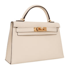 Mini Kelly 20 Bag Sellier Nata Epsom with Gold Hardware