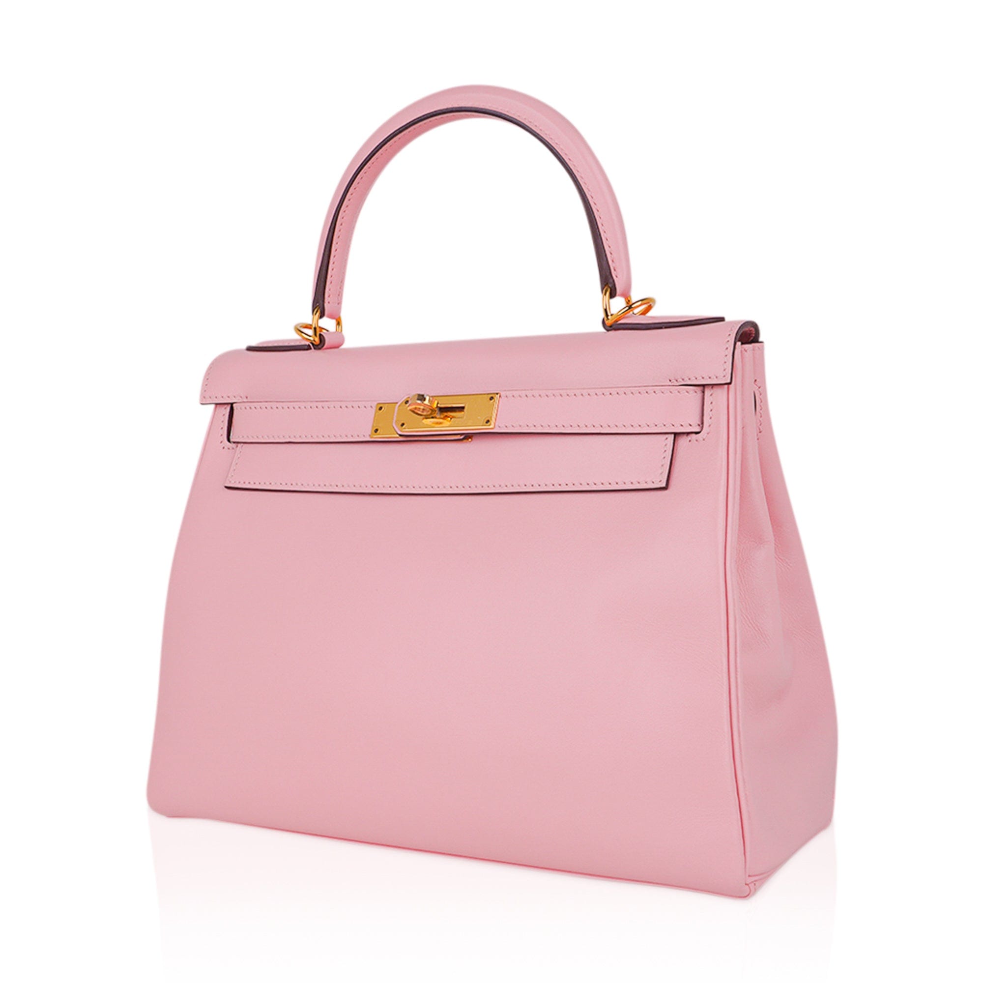 Kelly 28 Bag Rose Sakura Gold Hardware Swift Leather