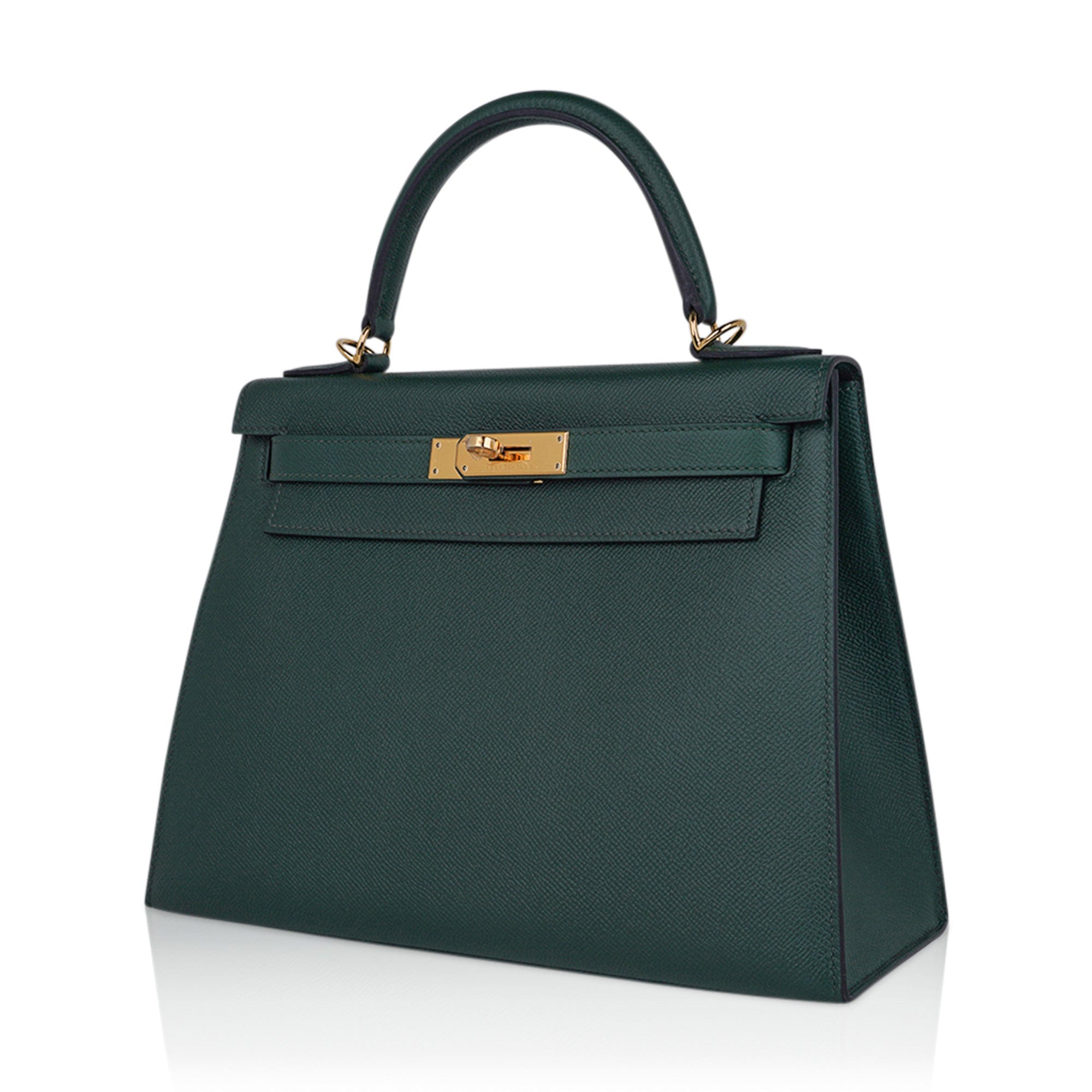 Kelly Sellier 28 Bag Vert Anglais Epsom Leather with Gold Hardware