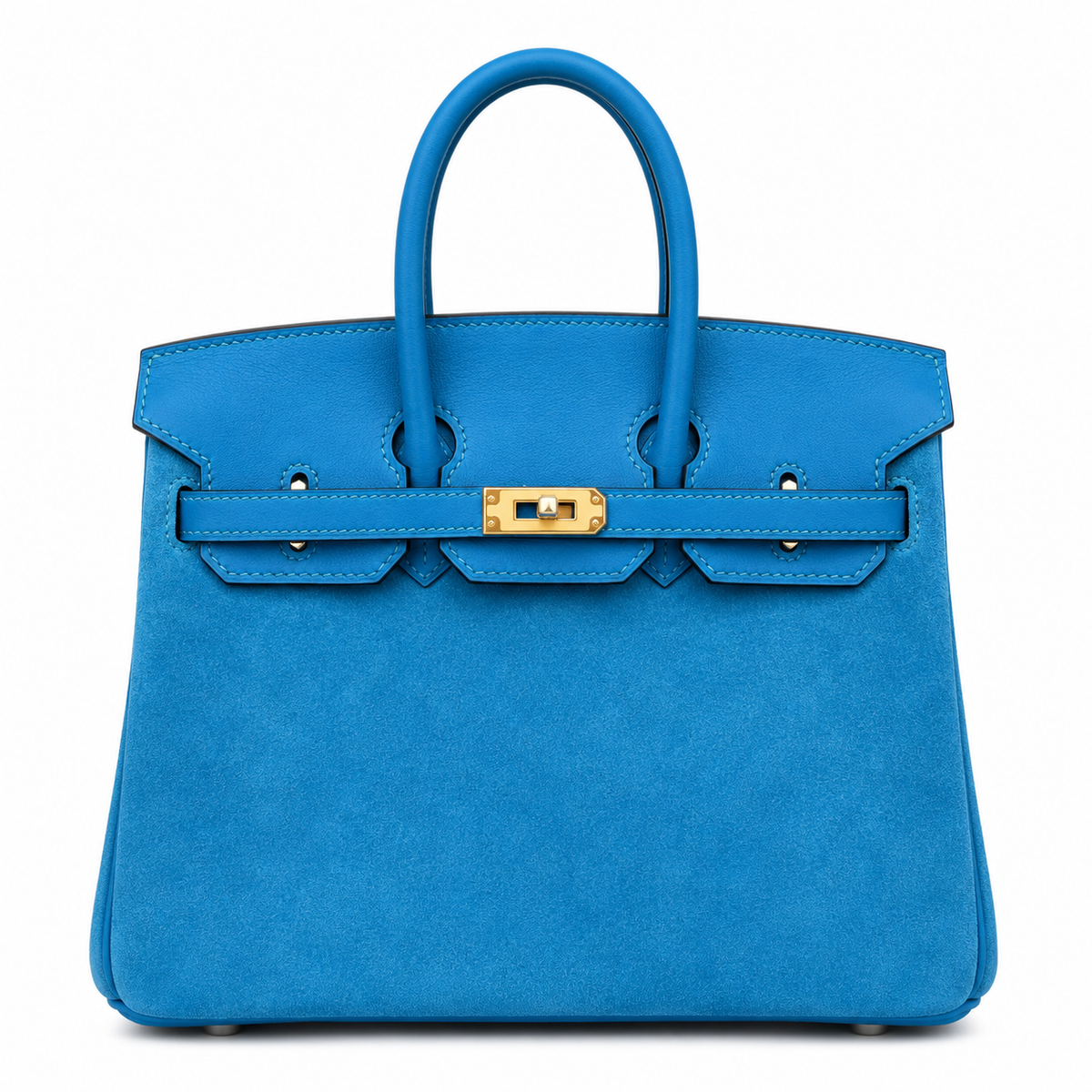 Rare Runaway Birkin 25cm Grizzly Tanzanite Blue Suede Luxury Tote