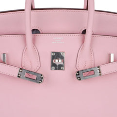 Birkin 25 Bag Rose Sakura Palladium Hardware Rare