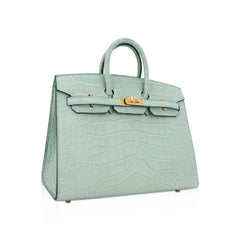 Limited Edition Birkin 20 Sellier Bag Vert D’Eau Matte Alligator with Gold Hardware
