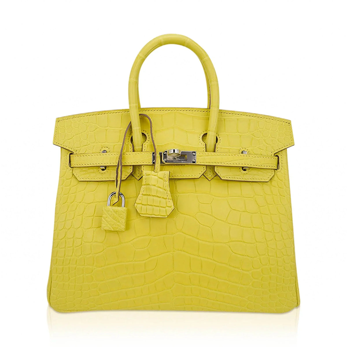 Birkin 25 Bag Lime Matte Alligator with Palladium Hardware
