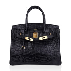 Birkin 30 Matte Alligator Black Bag Gold Hardware
