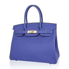 Birkin 30 Bag Blue Brighton Epsom Leather with Gold Hardware