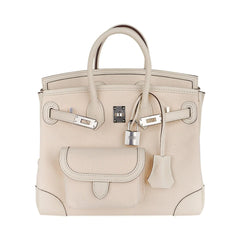 Birkin 25 Cargo Nata Toile Goeland Bag Swift Leather Trim Limited Edition