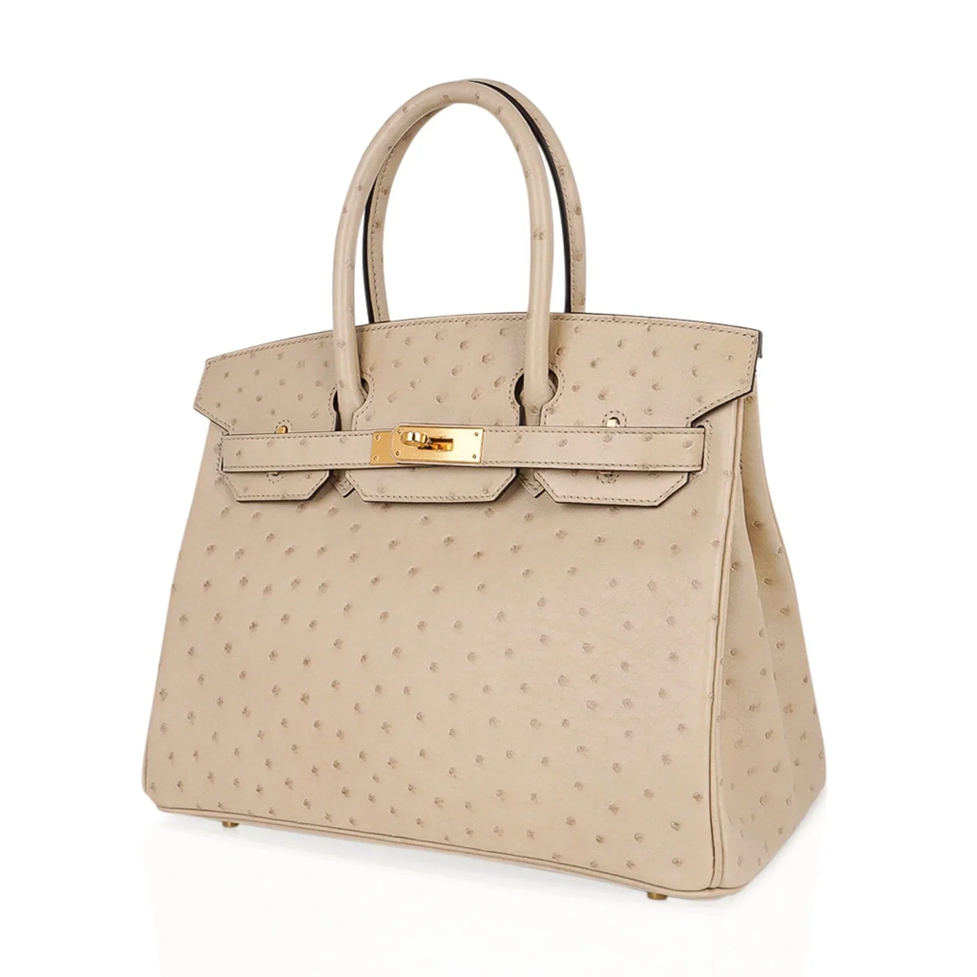 Birkin 30 Bag Ostrich Parchemin Gold Hardware New w/Box